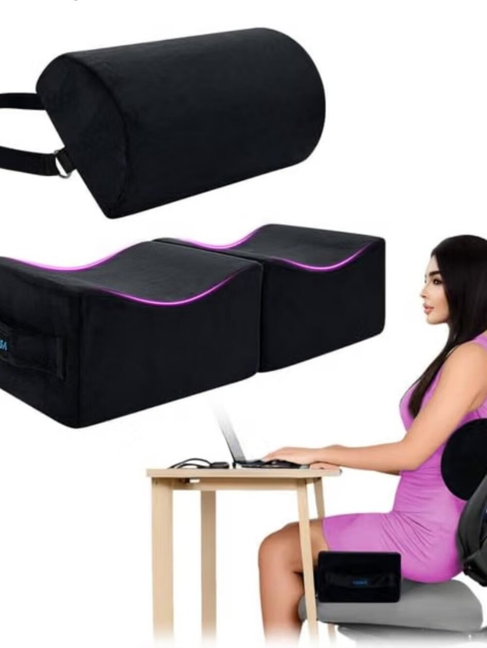 Black BBL Recovery Support Pillow Set for Women